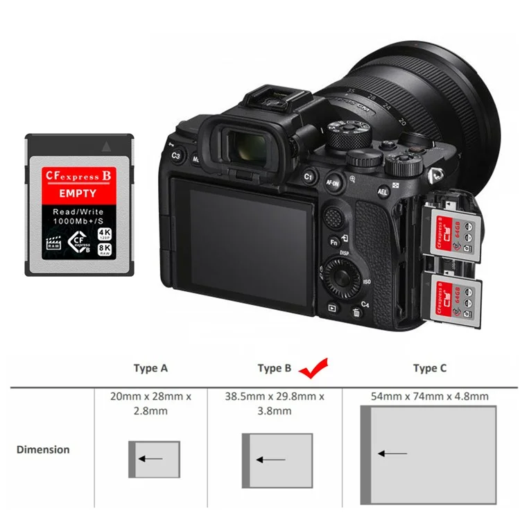 SA-046-CFB CFexpress Type-B to NVME Memory Card Kit Case CFE CFB NGFF M-key Adapter Compatible with XS Camera 8K RAW PCIe Expansion
