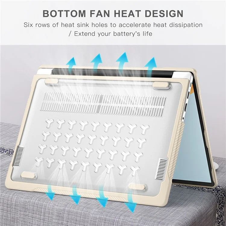 Série Sailor para o Huawei MateBook D14 (2023) Case PC+TPU Anti-Cracking Protective Cover - Cáqui