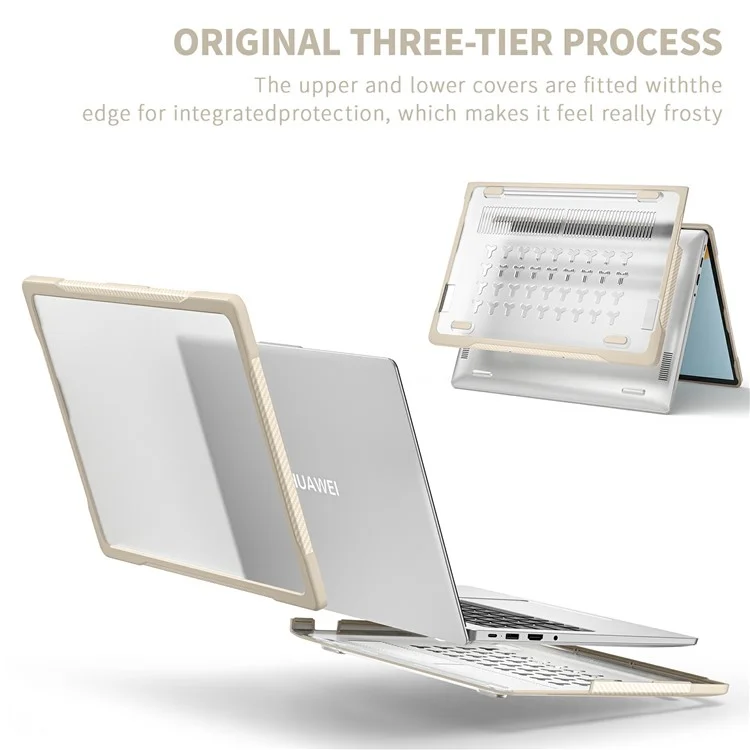 Série Sailor para o Huawei MateBook D14 (2023) Case PC+TPU Anti-Cracking Protective Cover - Cáqui
