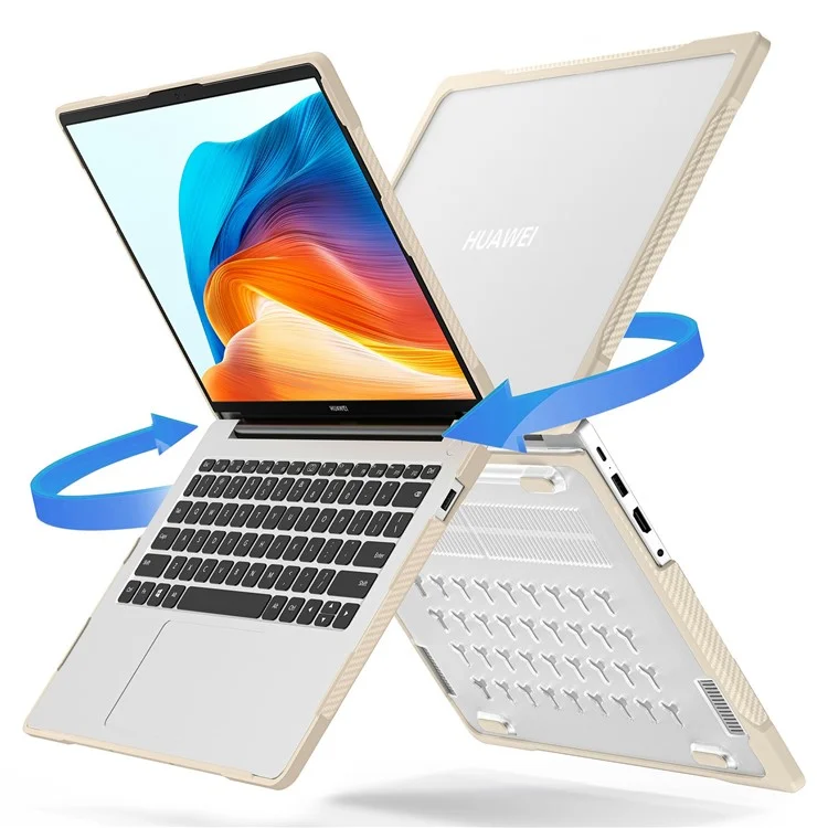 Série Sailor para o Huawei MateBook D14 (2023) Case PC+TPU Anti-Cracking Protective Cover - Cáqui
