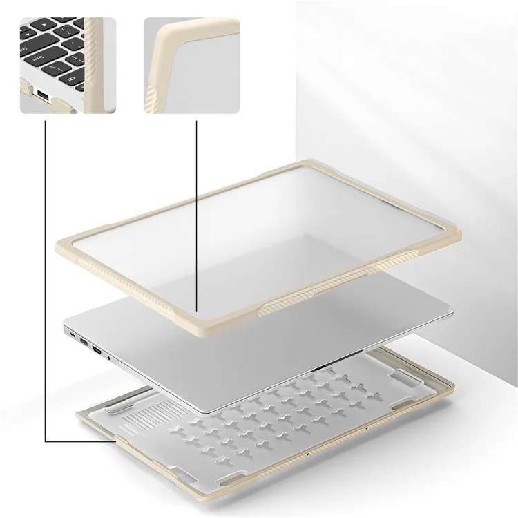 Série Sailor para o Huawei MateBook D14 (2023) Case PC+TPU Anti-Cracking Protective Cover - Cáqui