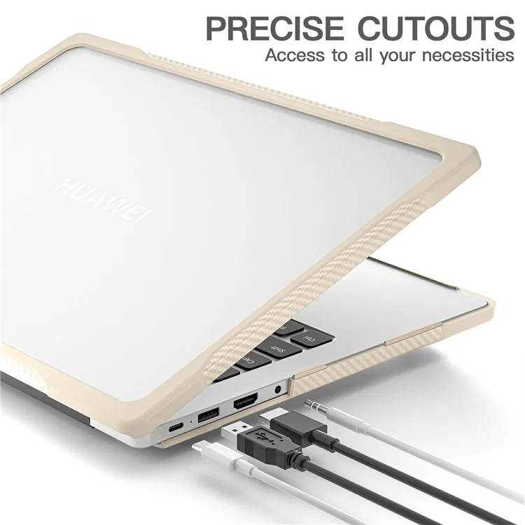 Série Sailor para o Huawei MateBook D14 (2023) Case PC+TPU Anti-Cracking Protective Cover - Cáqui