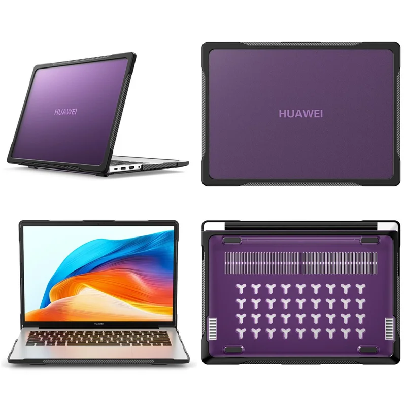 Sailor Series for Huawei MateBook D14 (2023) Case PC+TPU Anti-Cracking Protective Cover - Transparent Purple