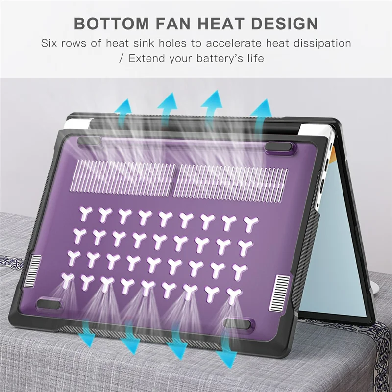 Sailor Series for Huawei MateBook D14 (2023) Case PC+TPU Anti-Cracking Protective Cover - Transparent Purple