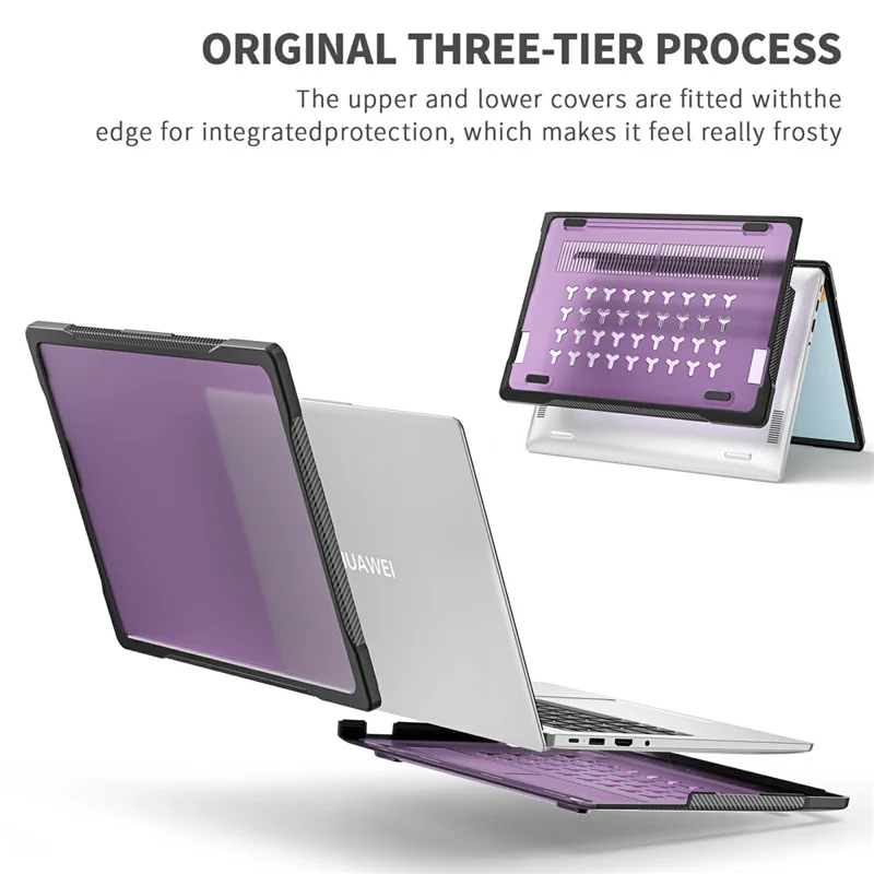 Sailor Series for Huawei MateBook D14 (2023) Case PC+TPU Anti-Cracking Protective Cover - Transparent Purple