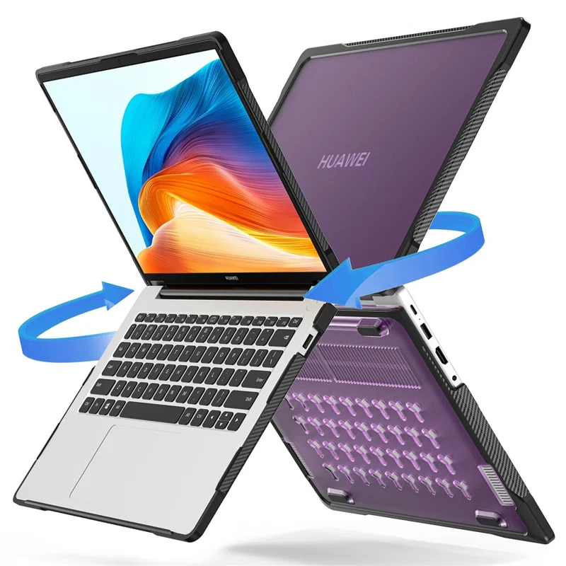 Sailor Series for Huawei MateBook D14 (2023) Case PC+TPU Anti-Cracking Protective Cover - Transparent Purple