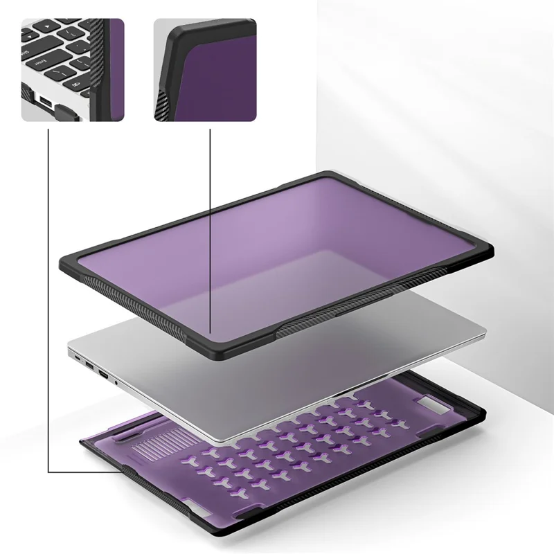 Sailor Series for Huawei MateBook D14 (2023) Case PC+TPU Anti-Cracking Protective Cover - Transparent Purple