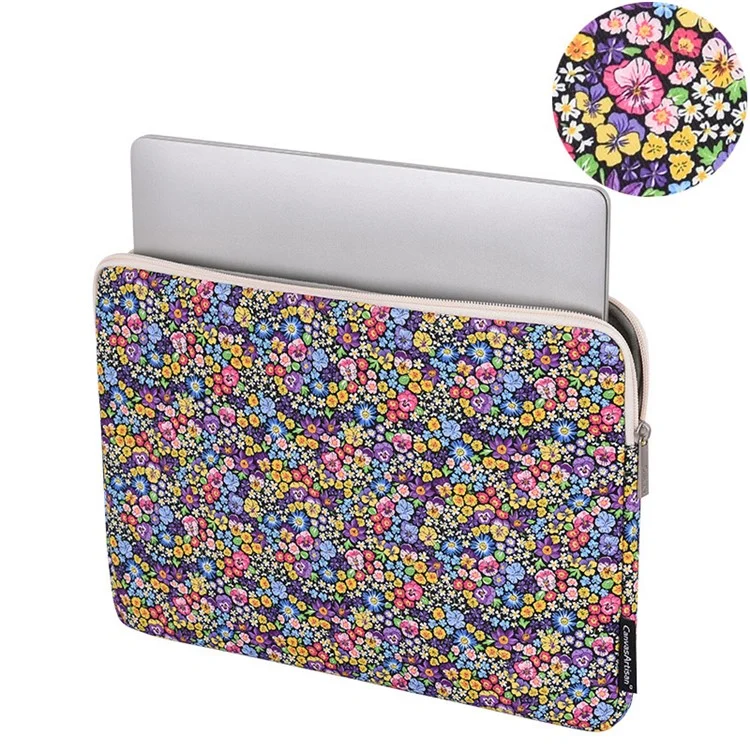 CANVASARTISAN H77-01 Flower Pattern Waterproof Laptop Bag Protective Case - 12-inch