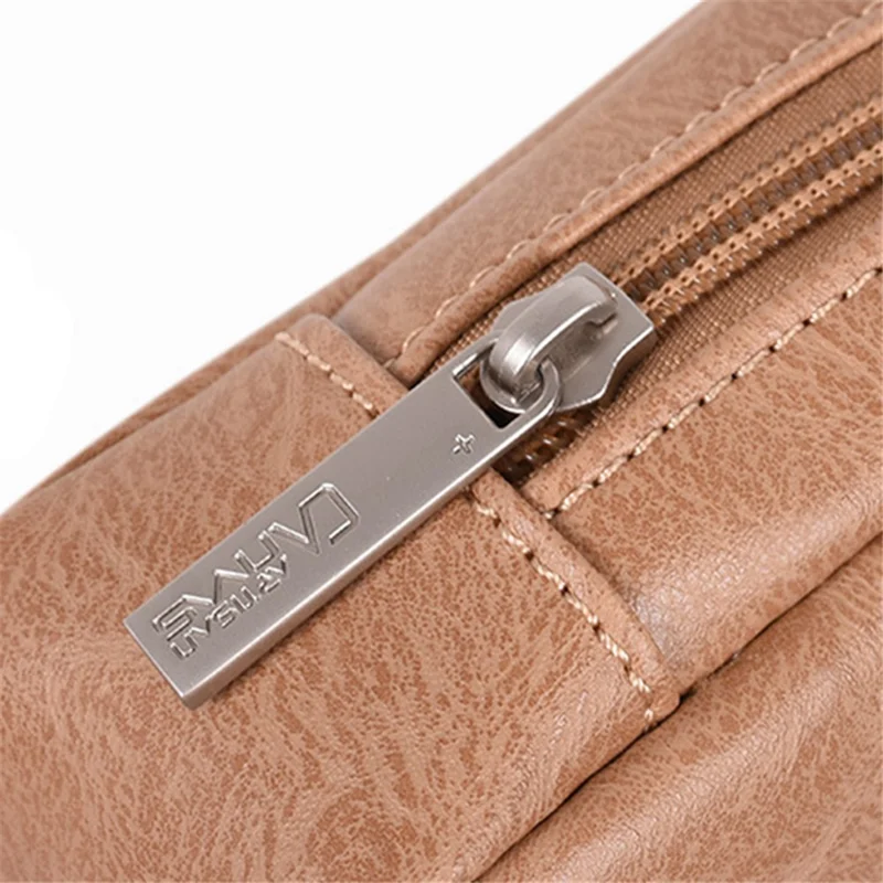 CANVASARTISAN PU Leather Pouch Electronic Accessory Storage Organizer Bag - Khaki