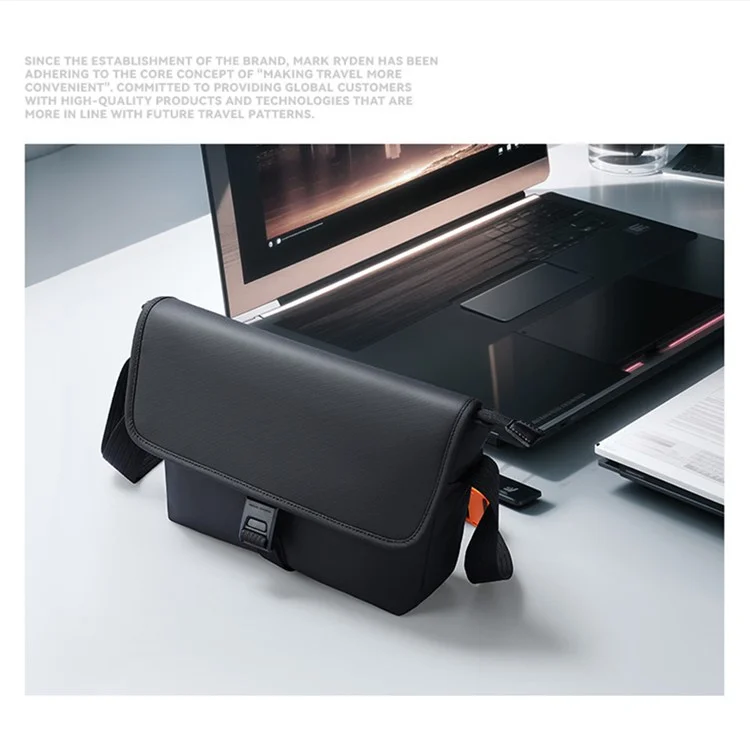 MARK RYDEN MR609 PU+Полиэстер Одиночная Плечевая Сумка Мужская Повседневная Сумка-Мессенджер - Черная