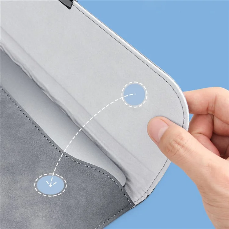 16-inch Slim Laptop Bag Magnetic Flap PU Leather Horizontal Notebook Sleeve - Pink