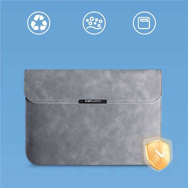 16-inch Slim Laptop Bag Magnetic Flap PU Leather Horizontal Notebook Sleeve - Pink