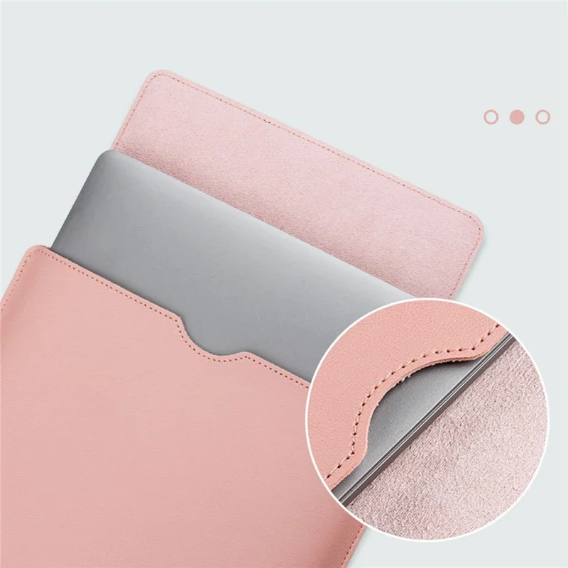 14-inch Waterproof PU Leather Laptop Bag Shockproof Notebook Carrying Pouch - Pink