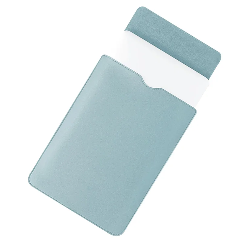 14-inch Waterproof PU Leather Laptop Bag Shockproof Notebook Carrying Pouch - Sky Blue