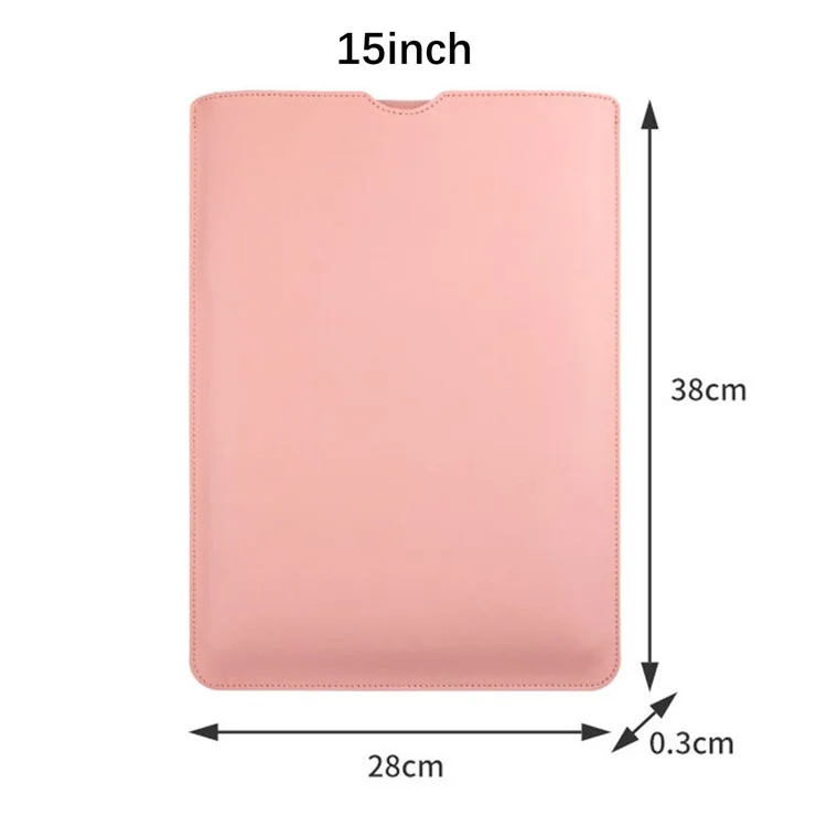 15-inch Ultra Thin Waterproof Laptop Bag Notebook PU Leather Carrying Pouch - Khaki