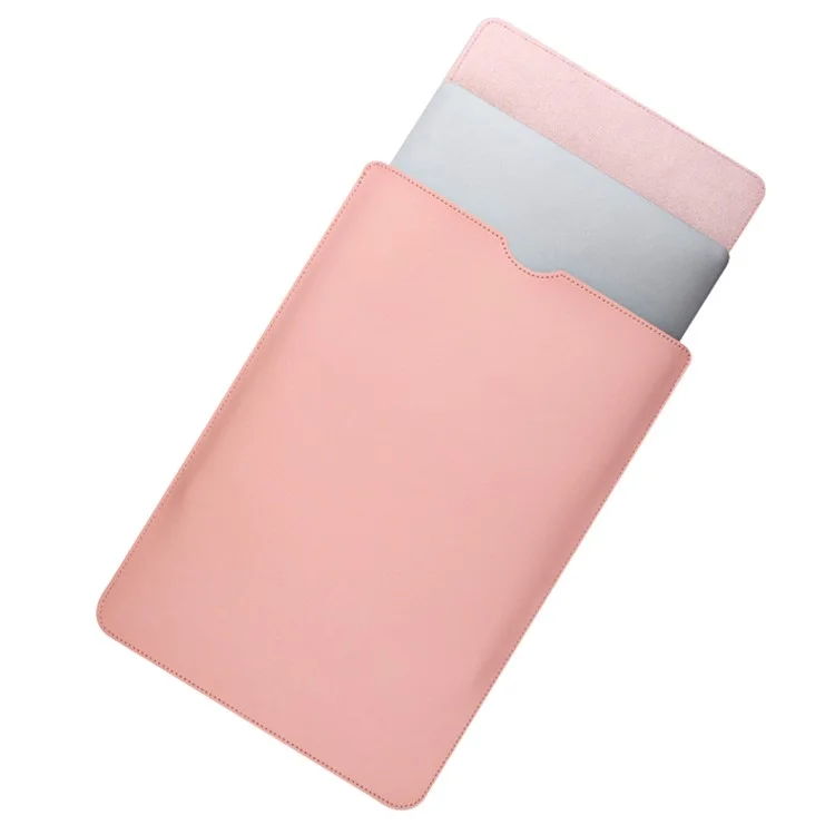 Bolsa para laptop de couro PU de 13 polegadas, forro macio, anti-arranhões - Milk Tea Pink