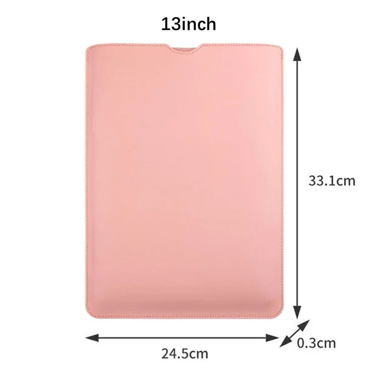 Bolsa para laptop de couro PU de 13 polegadas, forro macio, anti-arranhões - Milk Tea Pink