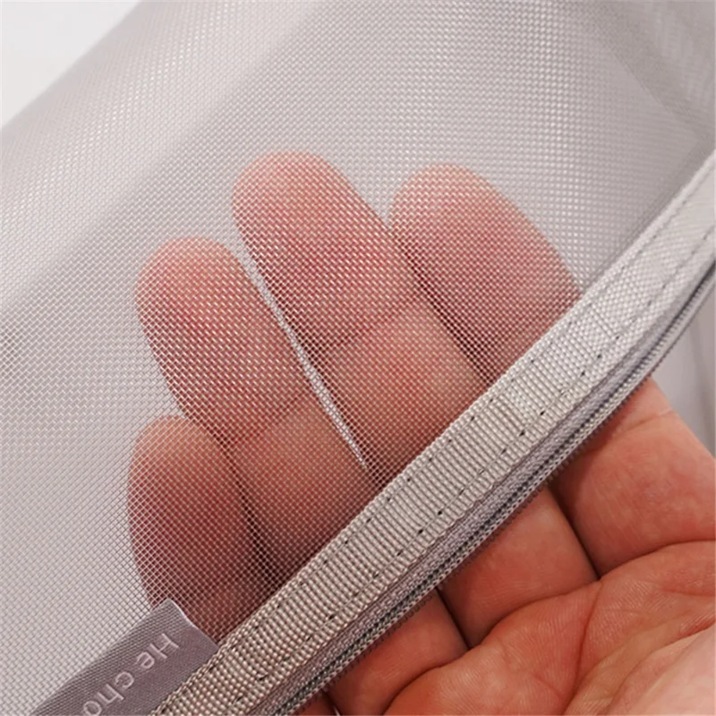 HE CHOOSES D047 Nylon Mesh Pencil Bag Student Triangular Stationery Storage Bag - Grey
