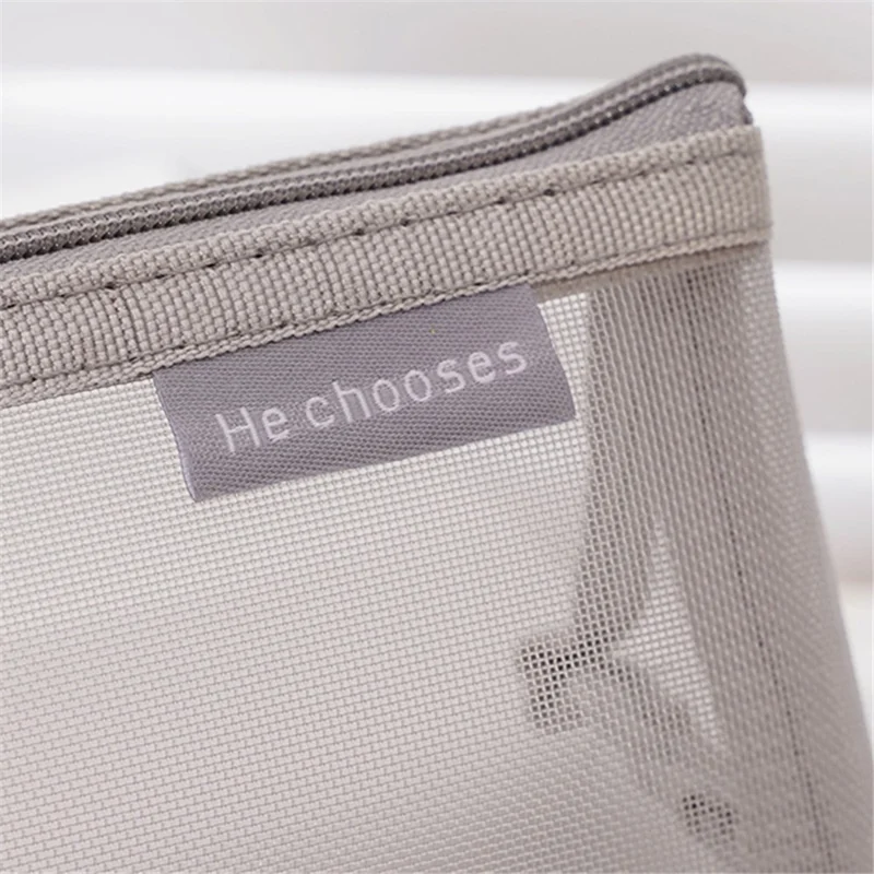 HE CHOOSES D047 Nylon Mesh Pencil Bag Student Triangular Stationery Storage Bag - Grey