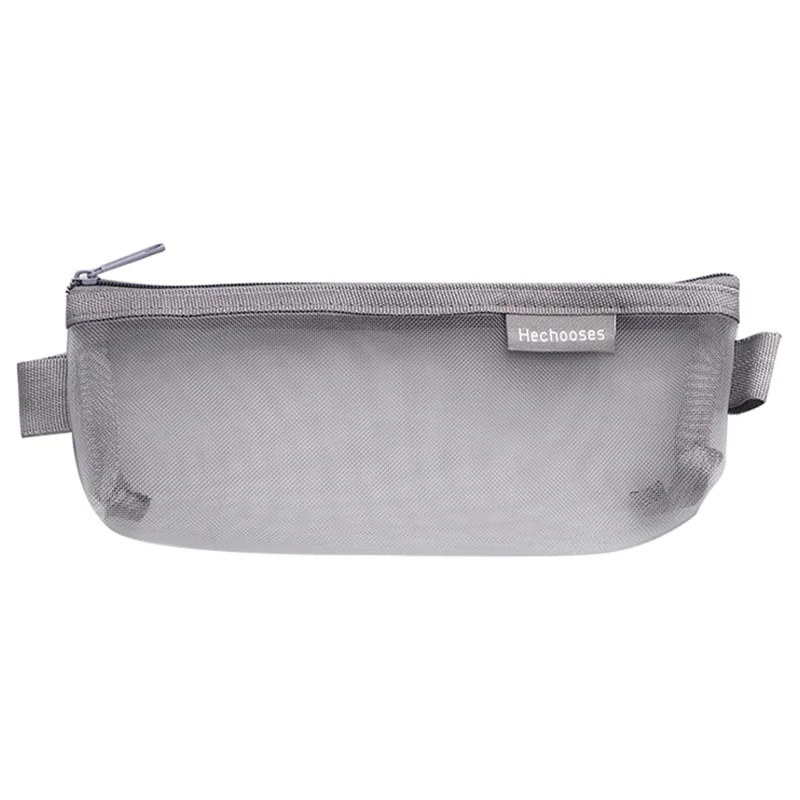 HE CHOOSES D034 Nylon Mesh Pencil Storage Bag Student Stationery Bag - Grey