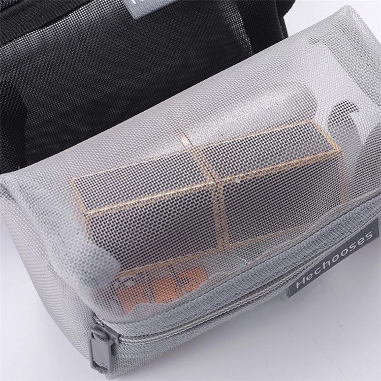 HE CHOOSES D050 Three-Dimensional Square Mesh Coin Purse Storage Bag, Size S - Grey Blue