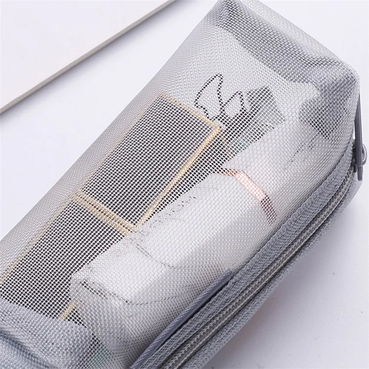 HE CHOOSES D050 Three-Dimensional Square Mesh Coin Purse Storage Bag, Size S - Grey Blue