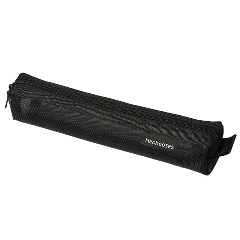 HE CHOOSES D016 Mini Square Mesh Nylon Pencil Bag Student Stationery Storage Bag - Black