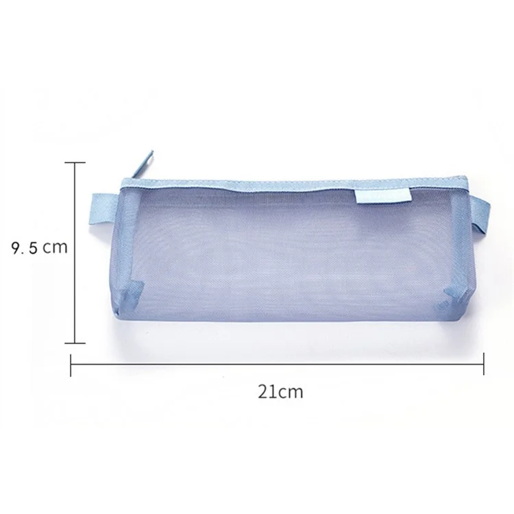 HE CHOOSES D001 Nylon Mesh Pencil Case Student Stationery Storage Bag - Blue