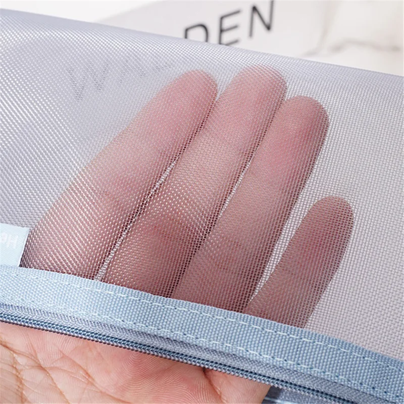 HE CHOOSES D001 Nylon Mesh Pencil Case Student Stationery Storage Bag - Grey