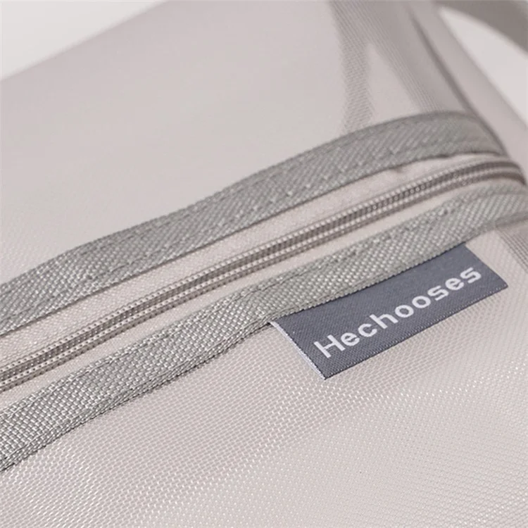 HE CHOOSES D053 Three-Dimensional Square Mesh Storage Bag Pencil Case, Size XL - Grey