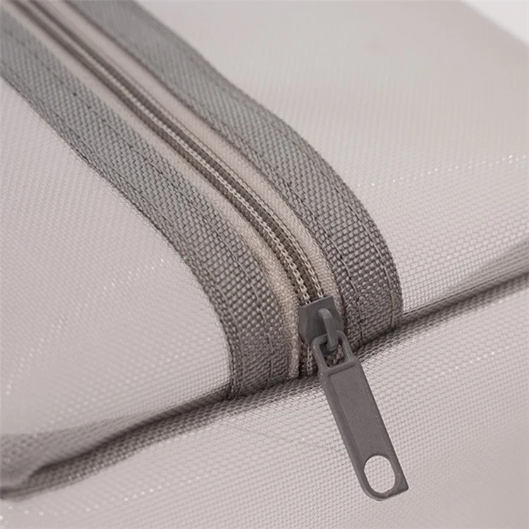 HE CHOOSES D053 Three-Dimensional Square Mesh Storage Bag Pencil Case, Size XL - Grey