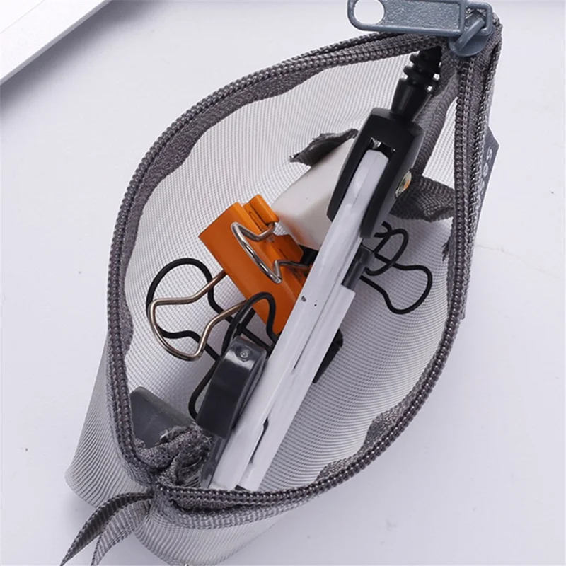 HE CHOOSES D015 Nylon Mesh Coin Purse Keys Cards Zipper Storage Bag - Grey