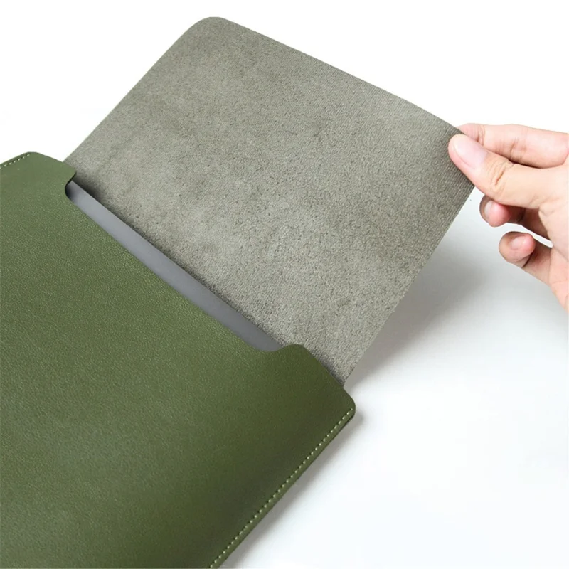 13-inch PU Leather Laptop Bag Ultra-thin Vertical Notebook Sleeve - Blackish Green