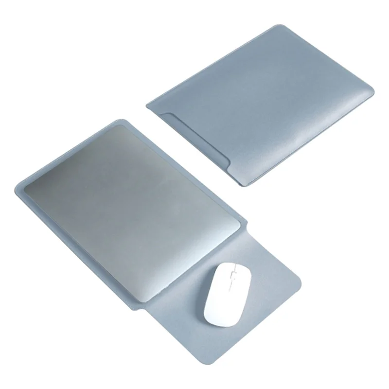 13-inch PU Leather Laptop Bag Ultra-thin Vertical Notebook Sleeve - Mist Blue