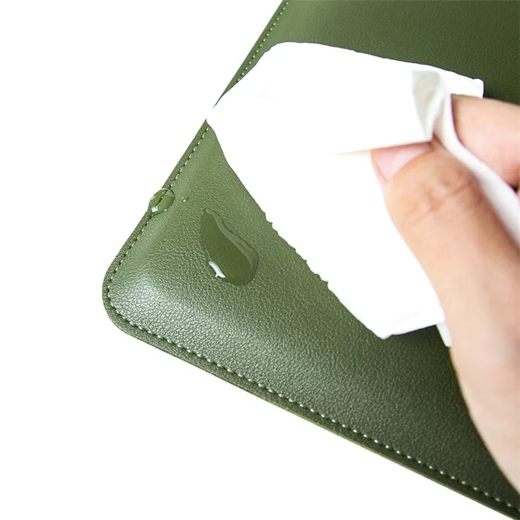 13-inch Ultra-thin Laptop Bag Non-magnet PU Leather Horizontal Carrying Pouch - Blackish Green