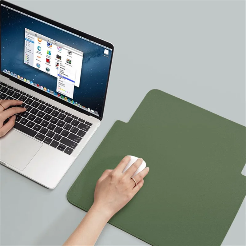 13-inch Ultra-thin Laptop Bag Non-magnet PU Leather Horizontal Carrying Pouch - Matcha Green