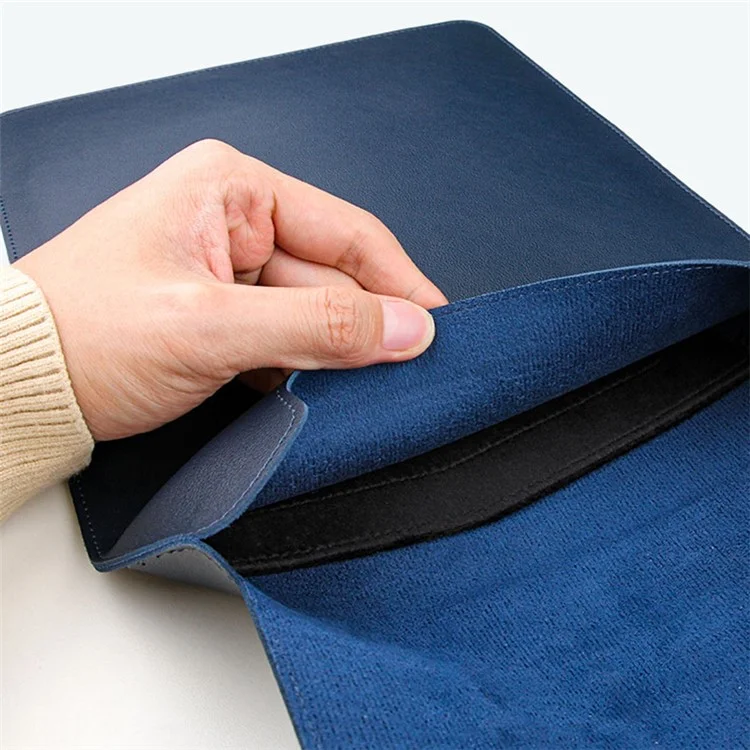 13-inch PU Leather Laptop Bag with Adjustable Stand Notebook Sleeve - Navy Blue