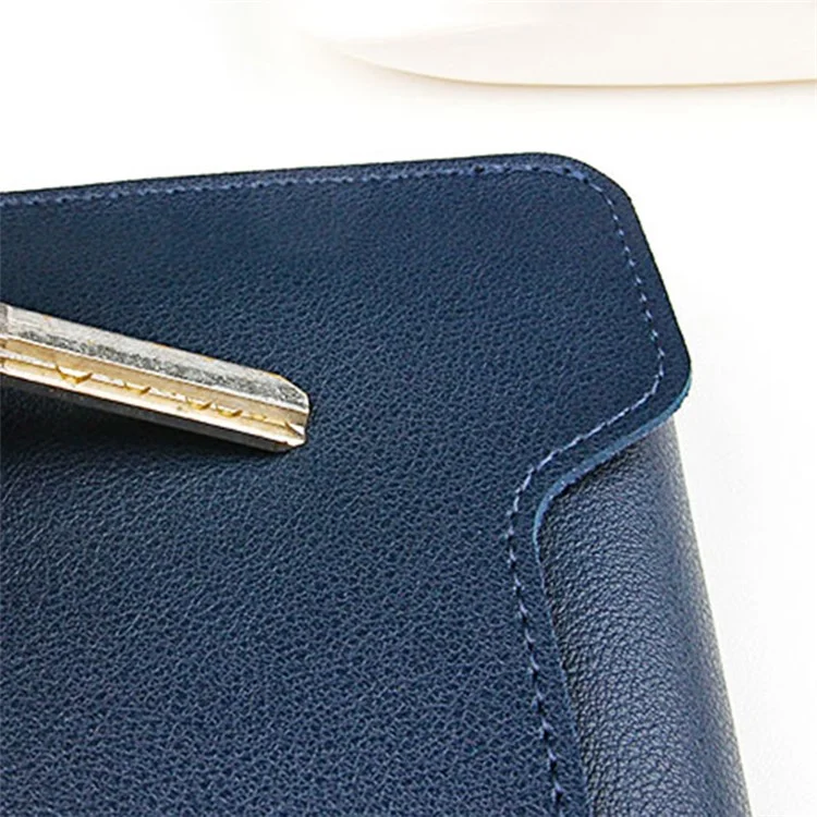 13-inch PU Leather Laptop Bag with Adjustable Stand Notebook Sleeve - Navy Blue