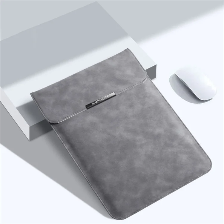 Bolsa vertical ultrafina de 13 pulgadas para portátil de piel de poliuretano + Bolsa pequeña - Gris