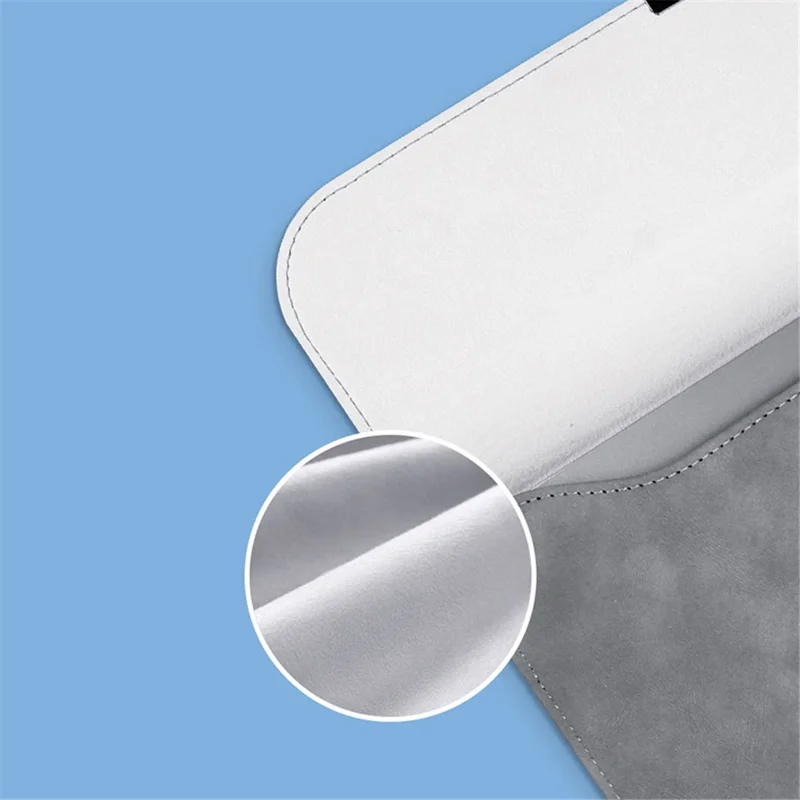 15-inch PU Leather Laptop Bag Ultra Slim Notebook Vertical Protective Sleeve - Grey