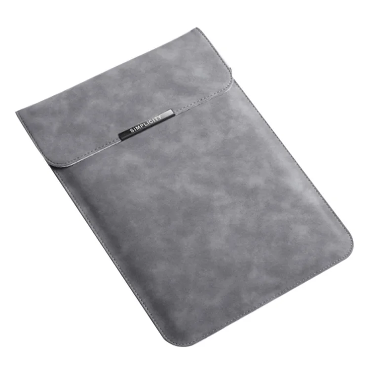 Bolsa de Ordenador Portátil de Piel de PU Ultradelgada Vertical de 13 Pulgadas, a Prueba de Golpes - Gris