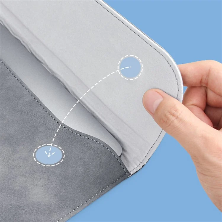Bolsa de Ordenador Portátil de Piel de PU Ultradelgada Vertical de 13 Pulgadas, a Prueba de Golpes - Gris