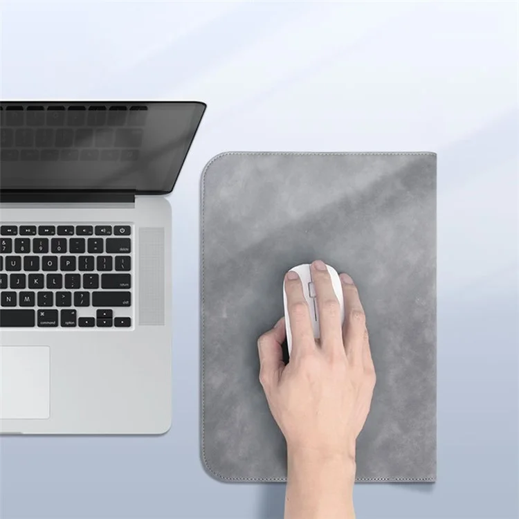 16-inch Horizontal Laptop Bag PU Leather Soft Lining Notebook Sleeve + Small Bag - Grey