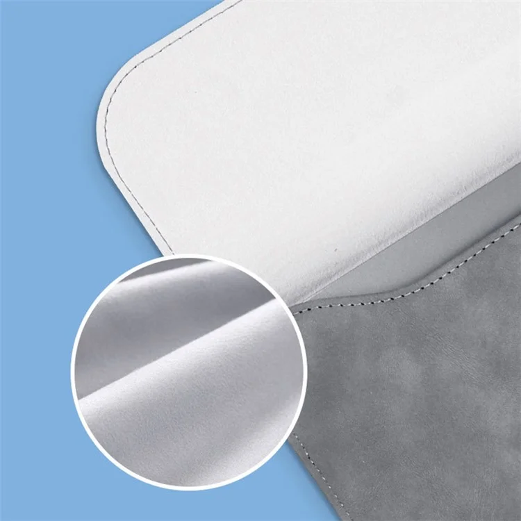 13-inch Horizontal Laptop Bag Ultra Slim PU Leather Notebook Sleeve + Small Bag - Grey