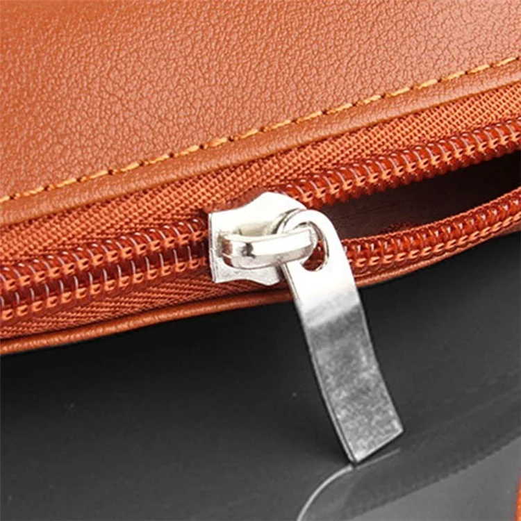 PU Leather Storage Bag Electronic Accessory Organizer with Hand Strap - Brown