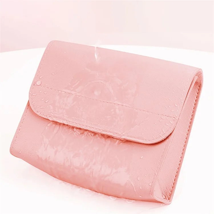 Power Bank Storage Bag Ultra-thin PU Leather Accessories Organizer - Milk Tea Pink