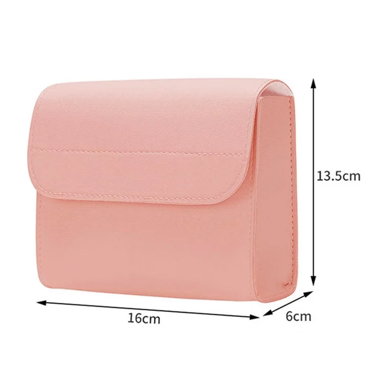 Power Bank Storage Bag Ultra-thin PU Leather Accessories Organizer - Milk Tea Pink