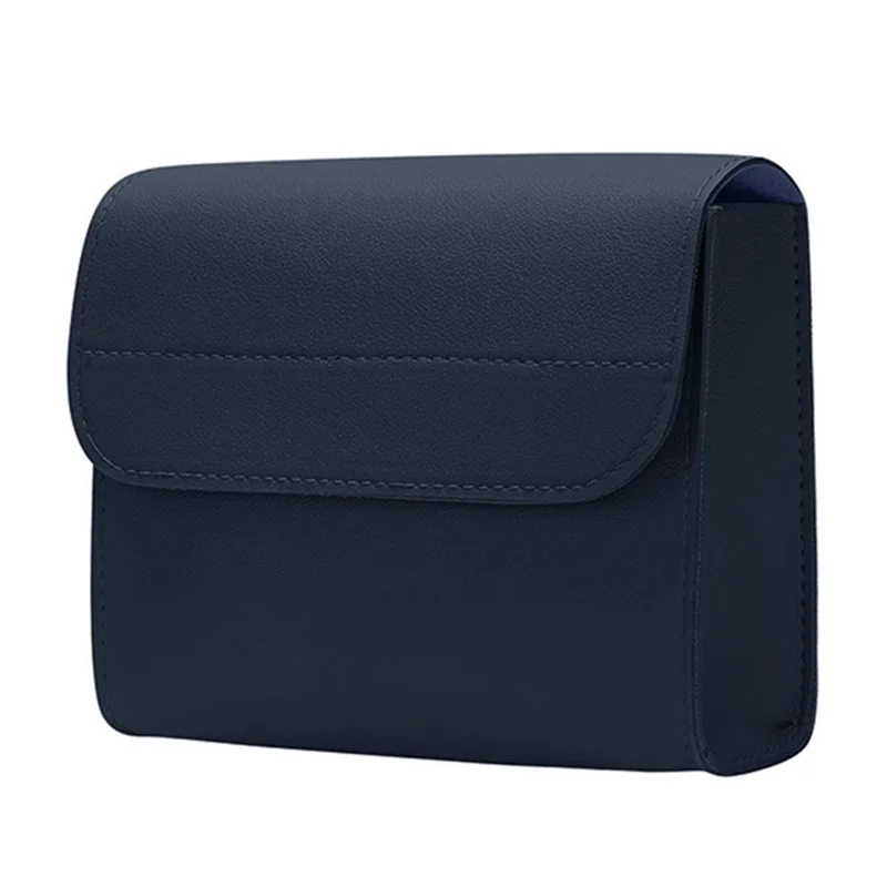 Power Bank Storage Bag Ultra-thin PU Leather Accessories Organizer - Navy Blue