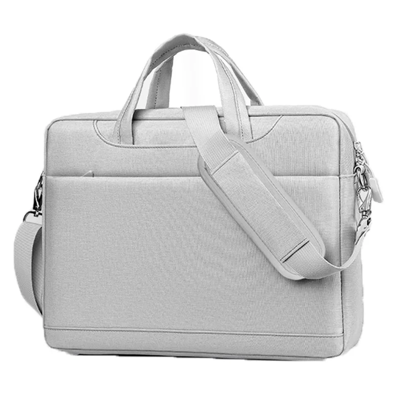 213 17.3" Thicker Airbag Laptop Handbag Polyester Crossbody Shoulder Bag - Light Grey