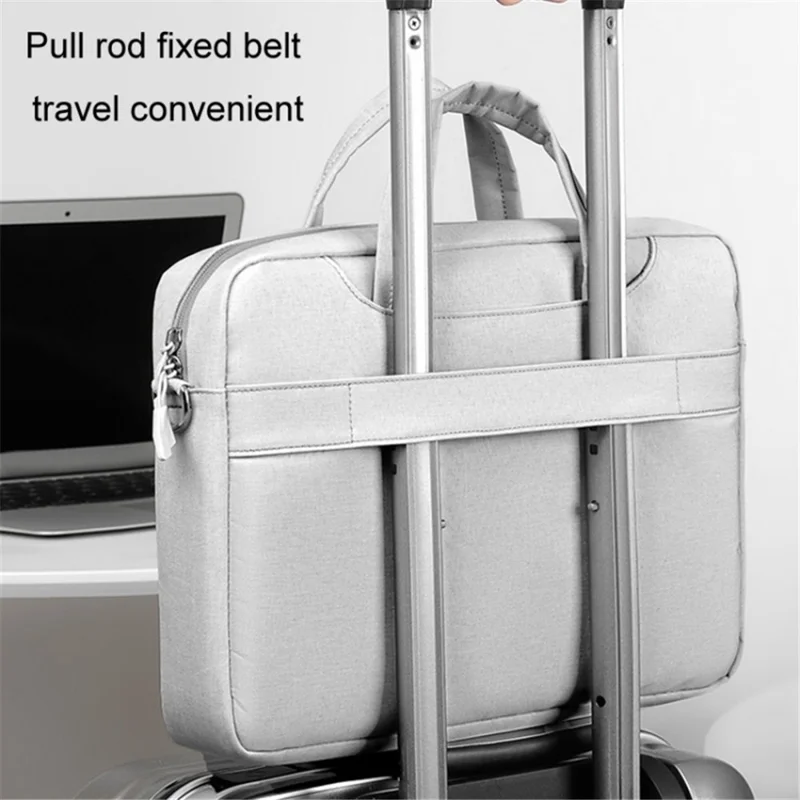 213 17.3" Thicker Airbag Laptop Handbag Polyester Crossbody Shoulder Bag - Light Grey